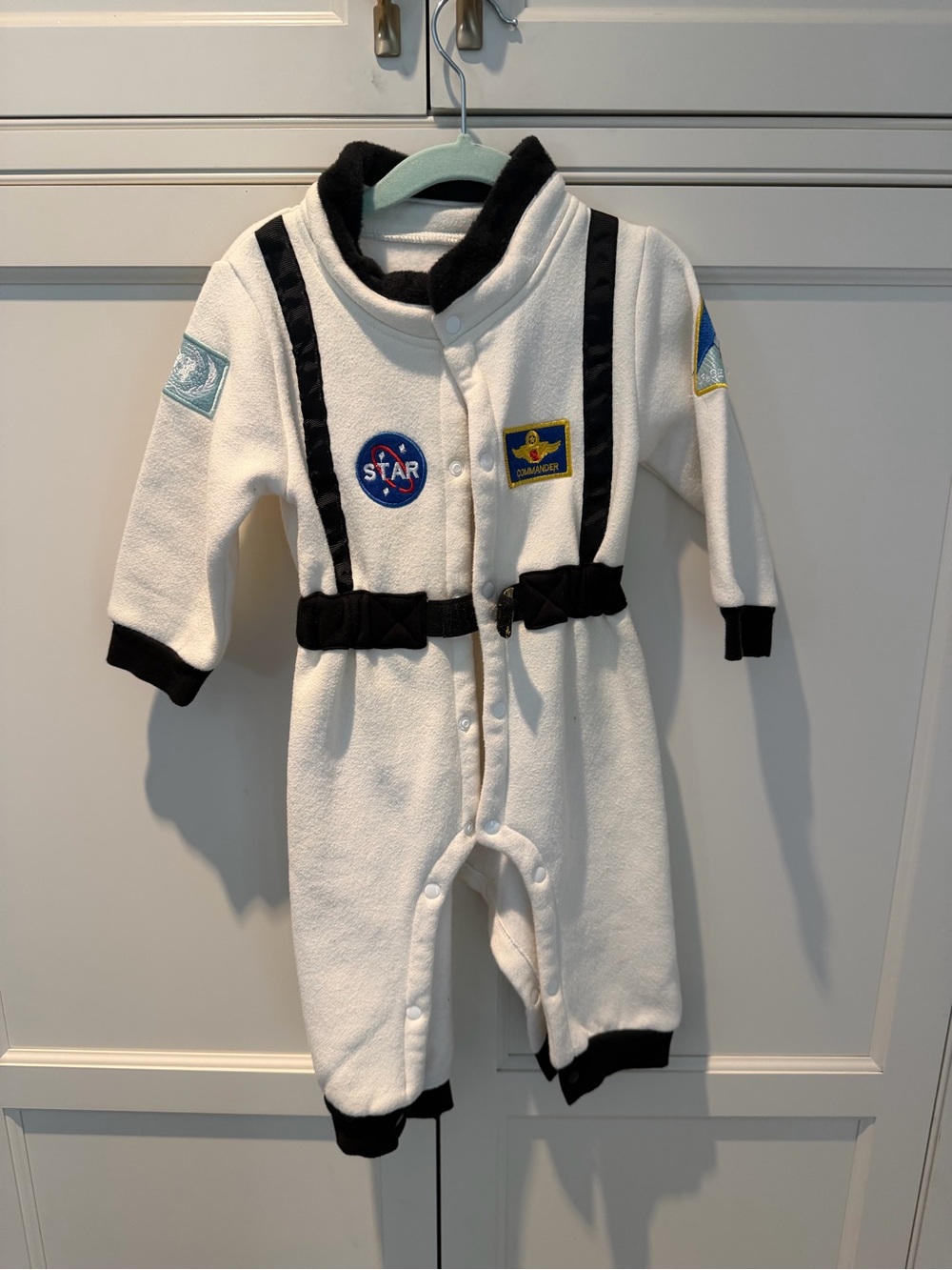 White & Black Space-Themed Astronaut Toddler One-Piece Costume
